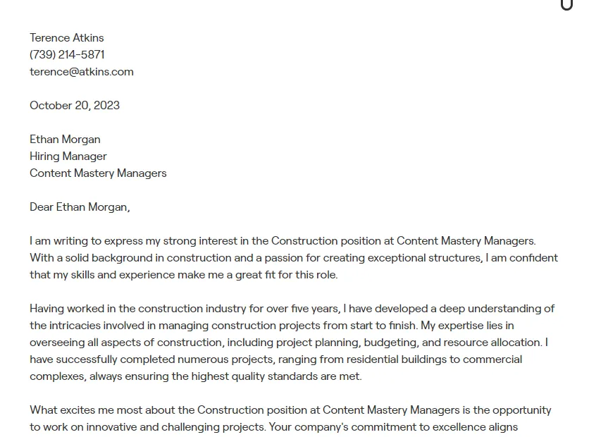 43194 formatting cover letter