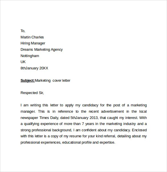 43199 closing cover letter marketing