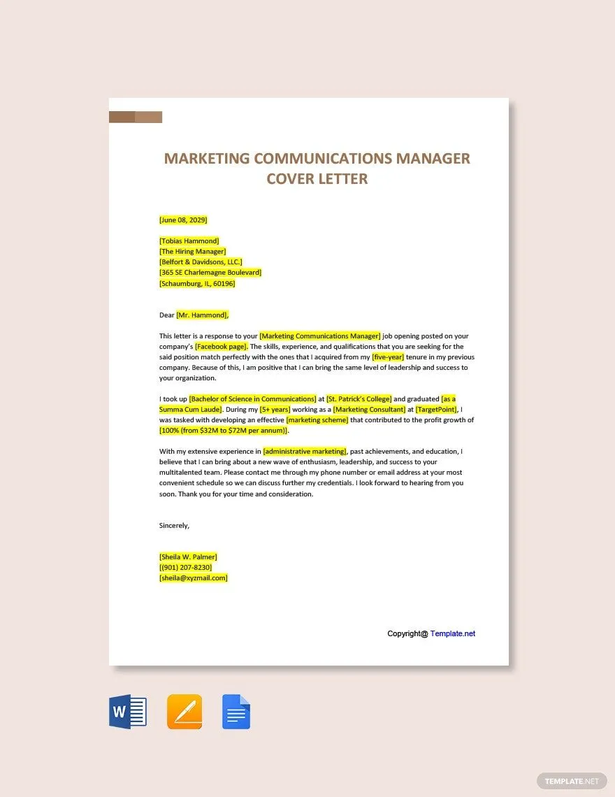 43199 tailoring cover letter marketing