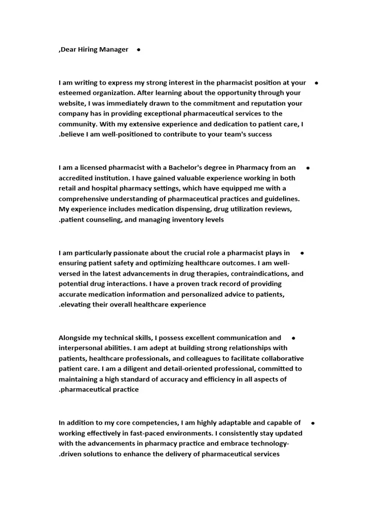 43218 pharmacy cover letter