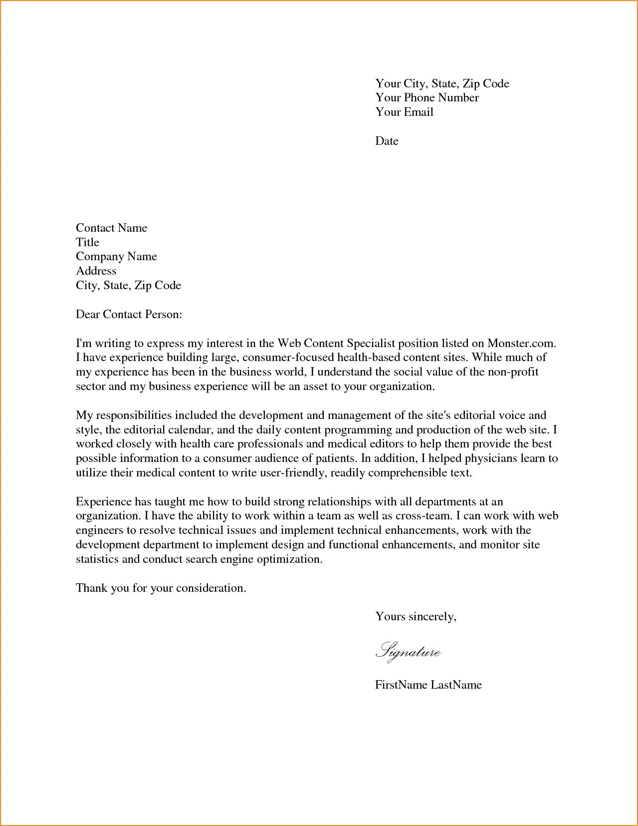 43231 cover letter formatting