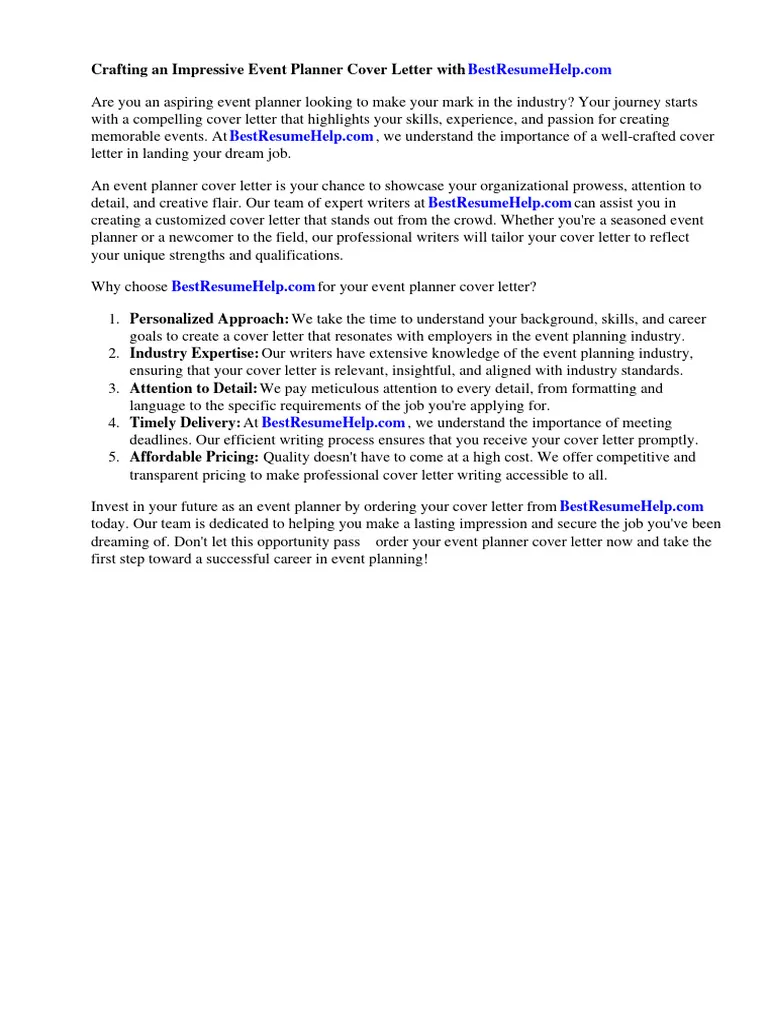 43236 event coordinator cover letter