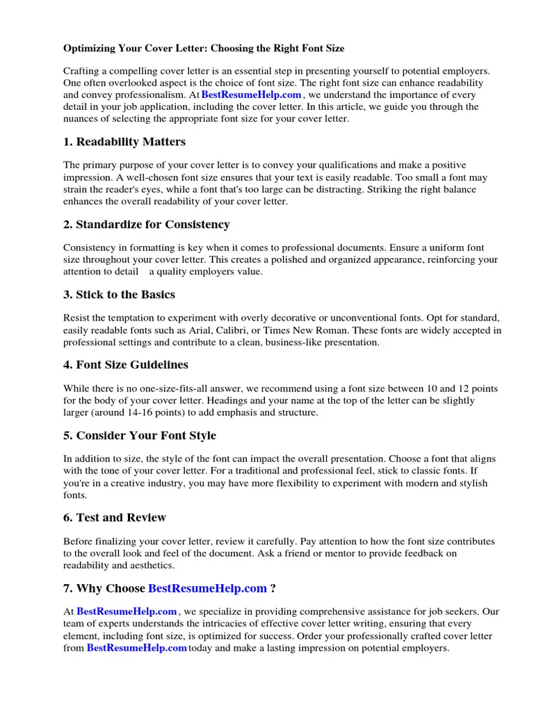 43244 cover letter font size readability