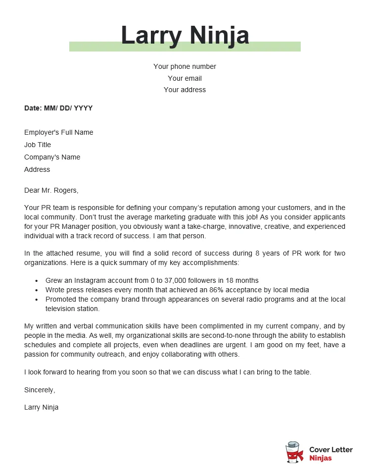 43258 pr cover letter formatting