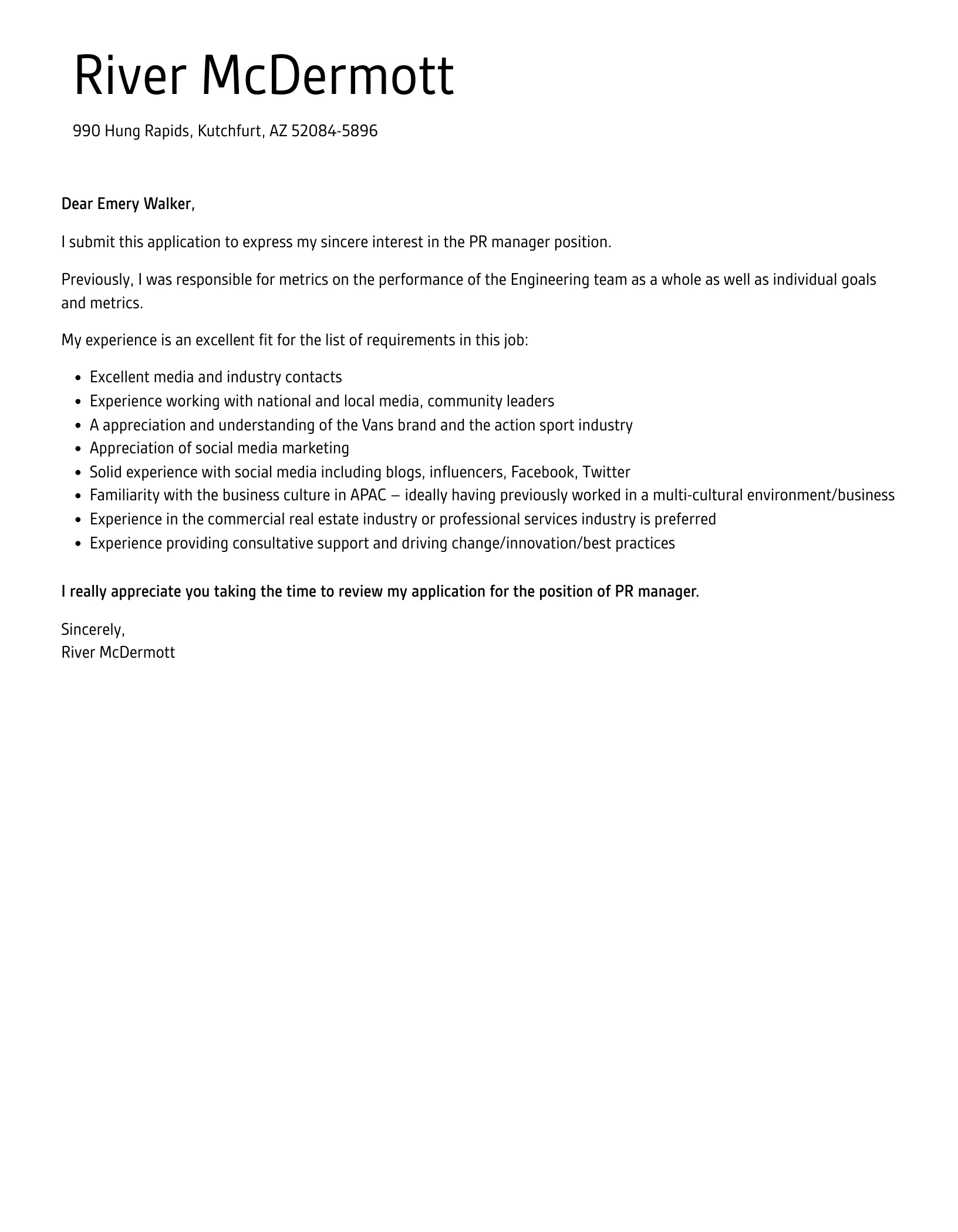 43258 pr skills and experience