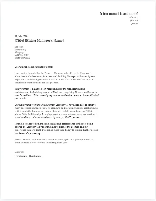 43259 cover letter formatting
