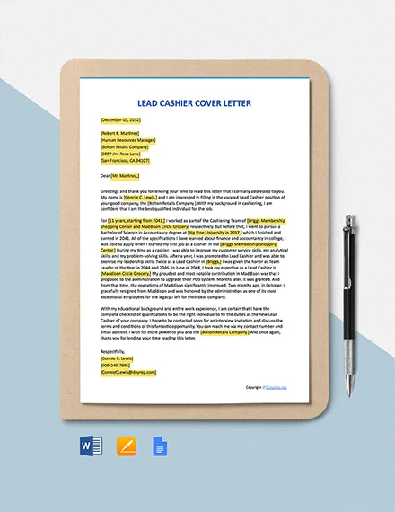 43262 retail cashier cover letter formatting