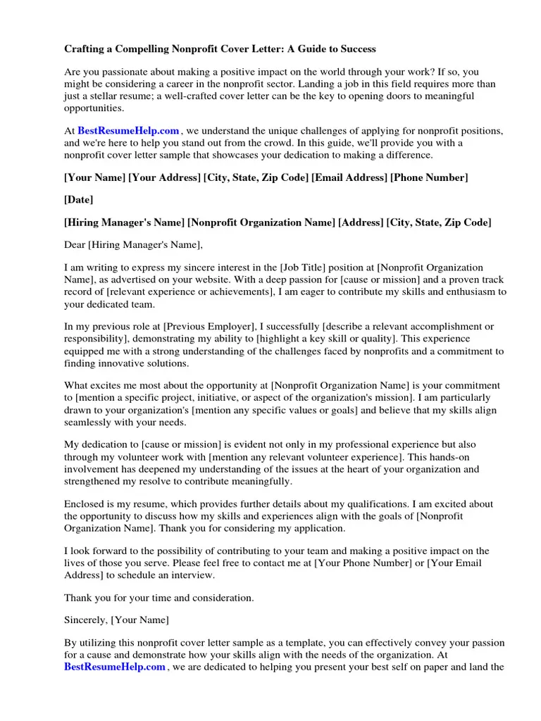 43265 nonprofit cover letter example