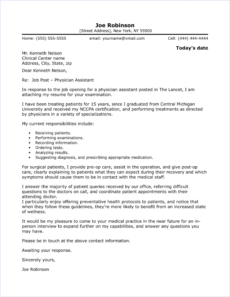 43268 physician assistant cover letter
