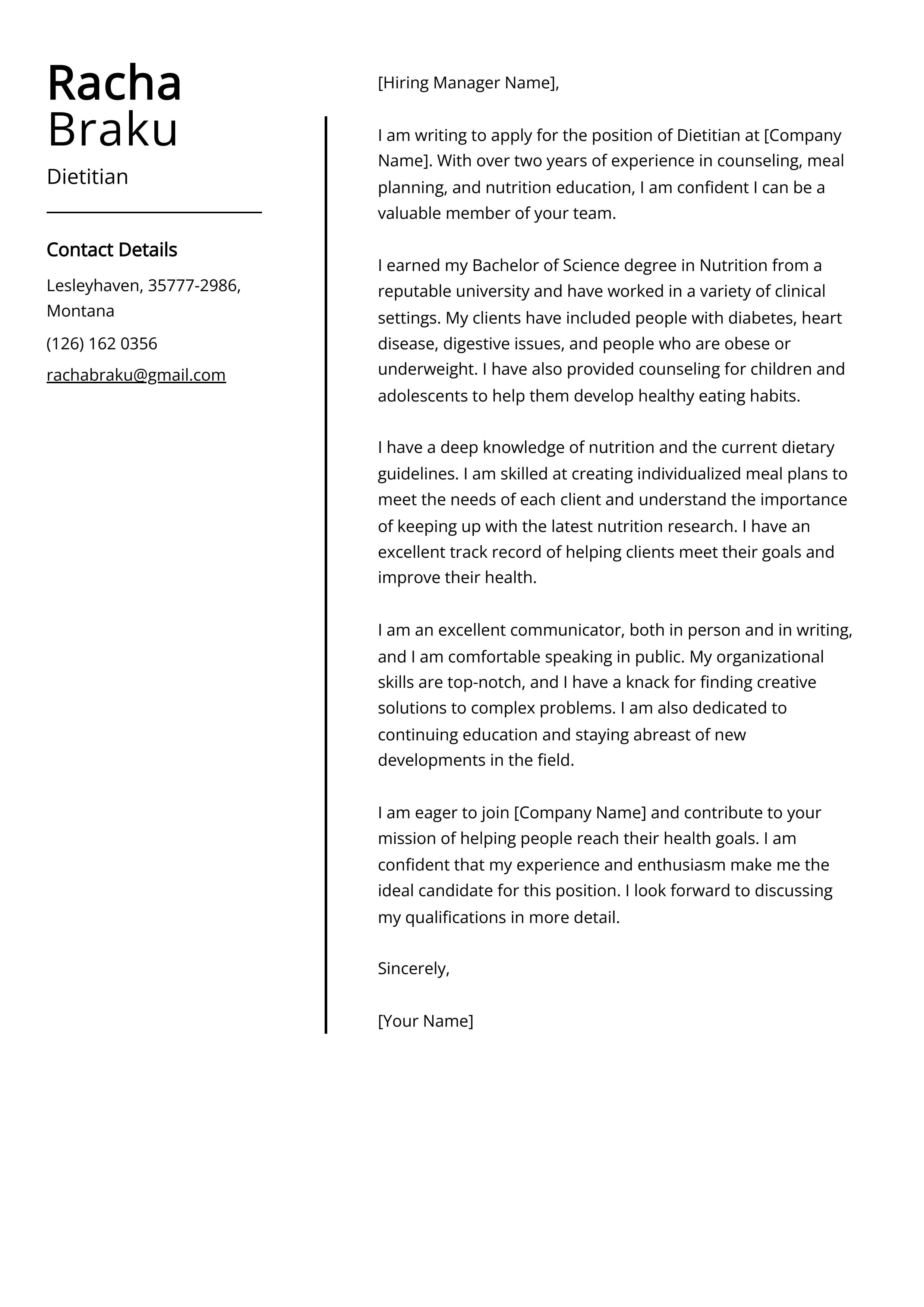 43273 dietitian experience