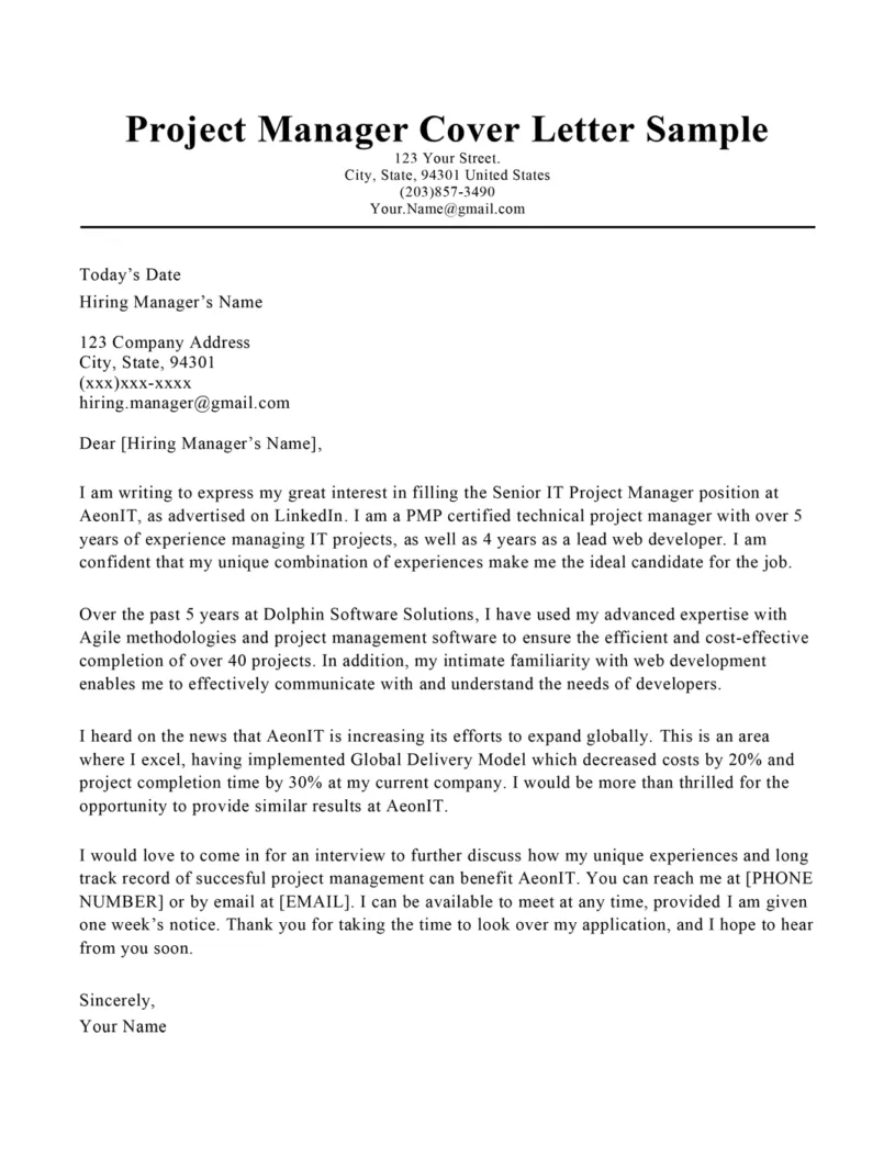 43296 project manager cover letter header