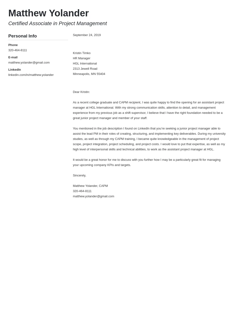 43296 project manager cover letter skills