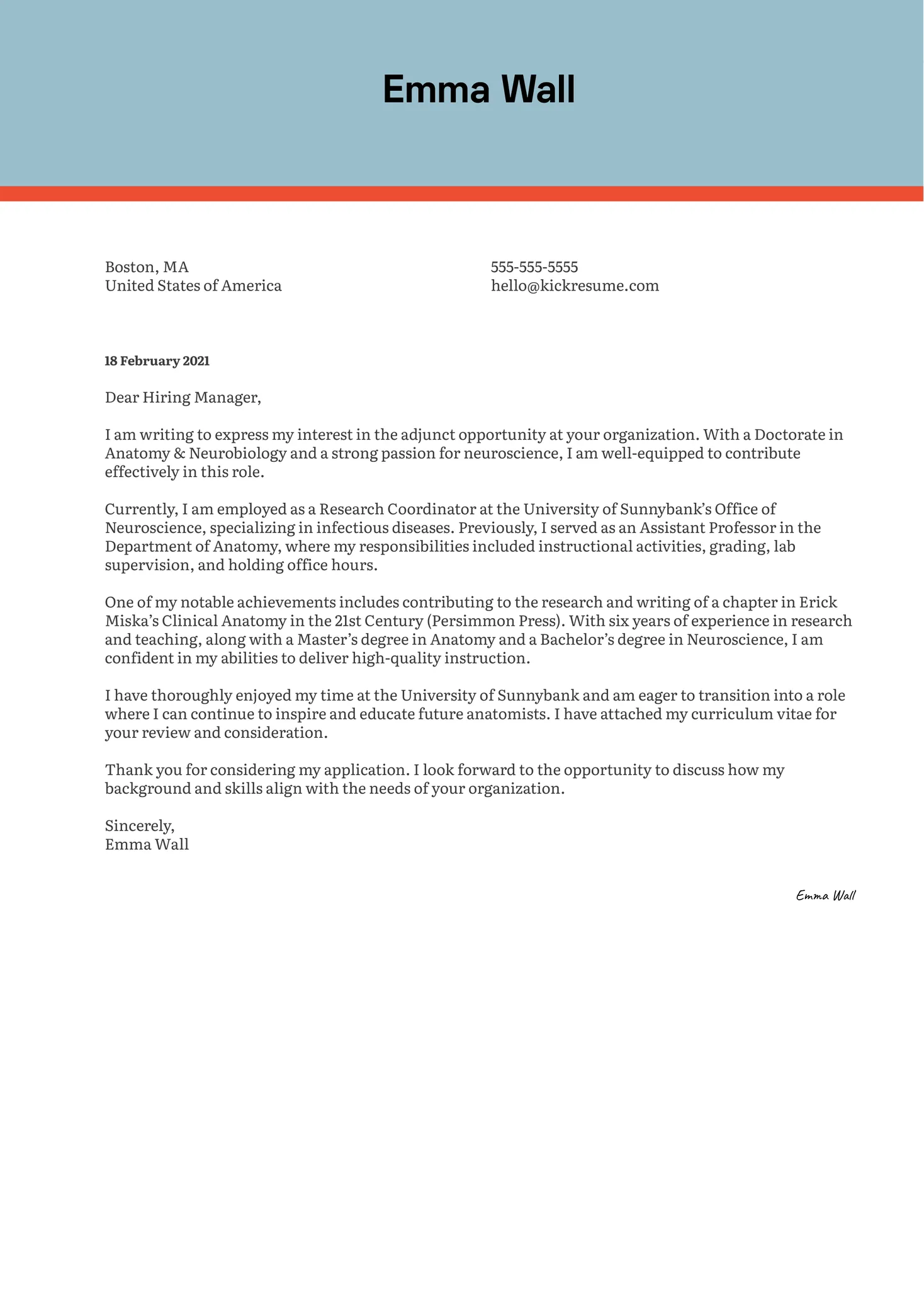 43311 cover letter adjunct faculty components