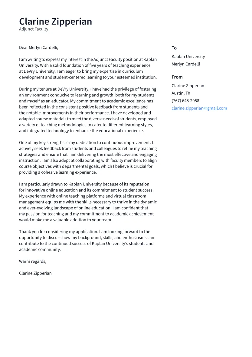 43311 cover letter adjunct faculty header