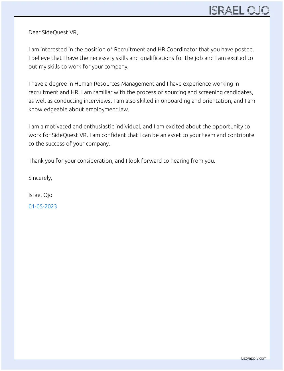 43320 cover letter template