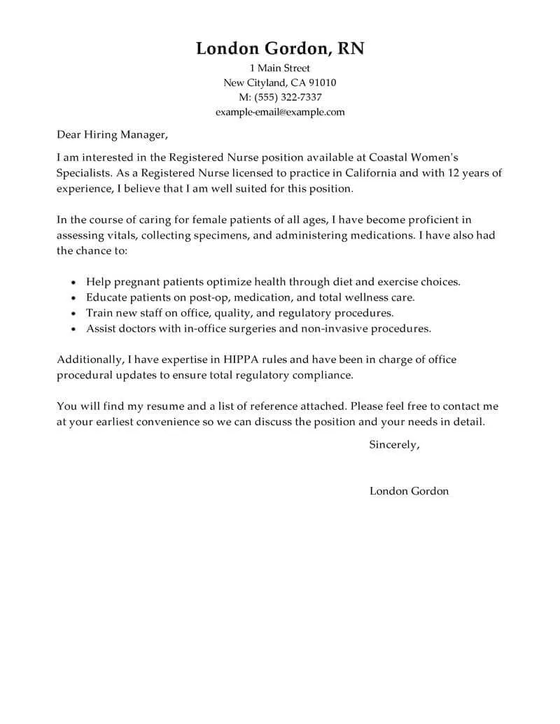 43322 nursing skills cover letter
