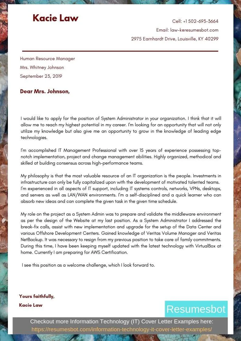 43338 system admin cover letter 2