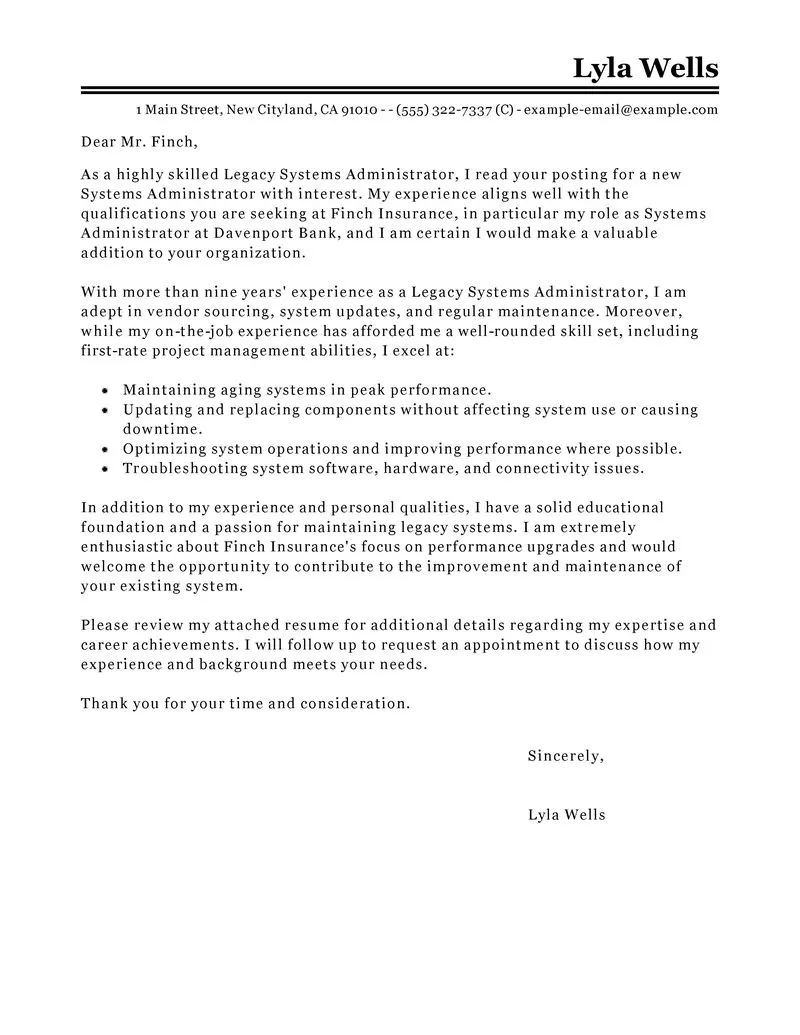 43338 system admin cover letter 6