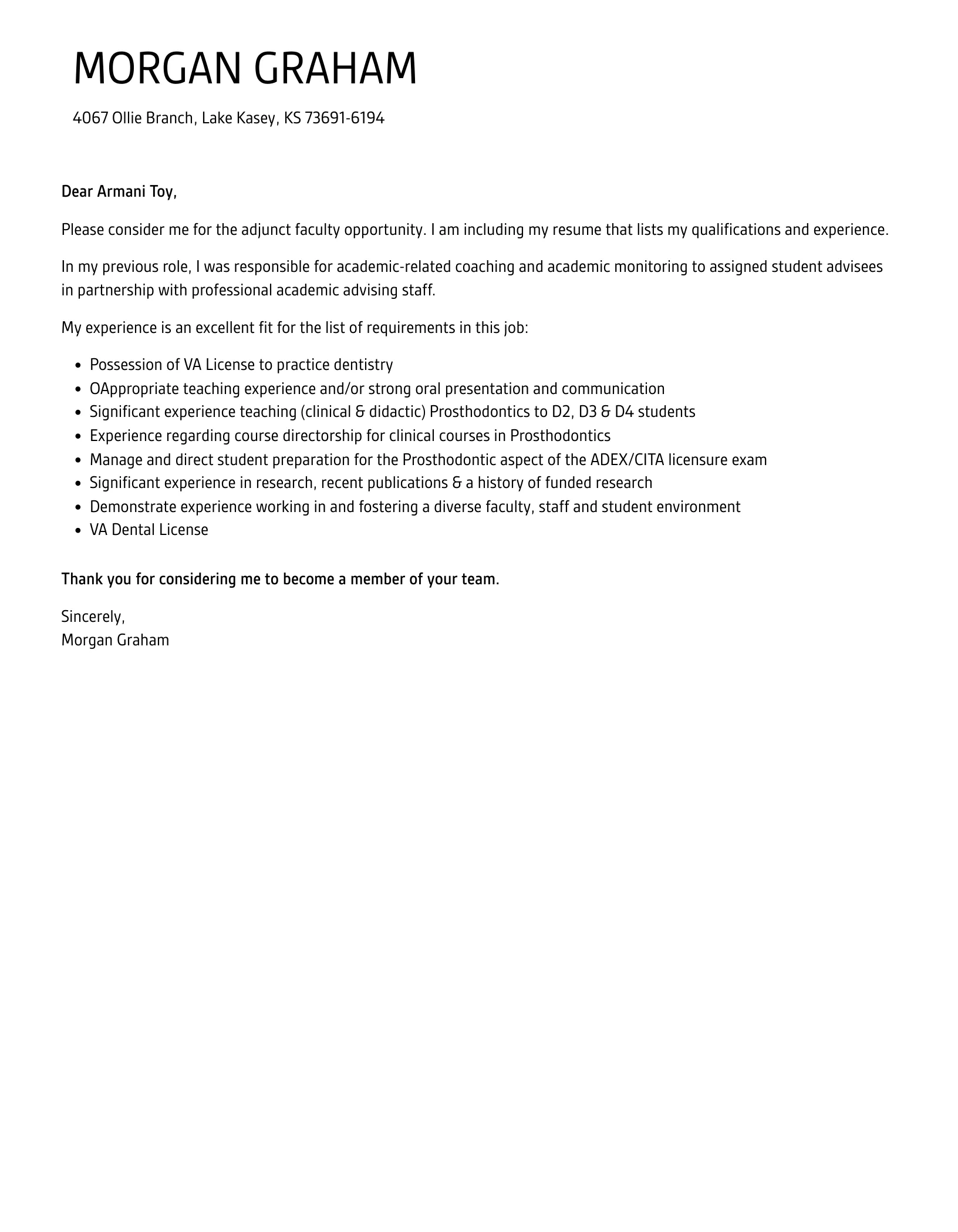 43342 adjunct faculty education and skills