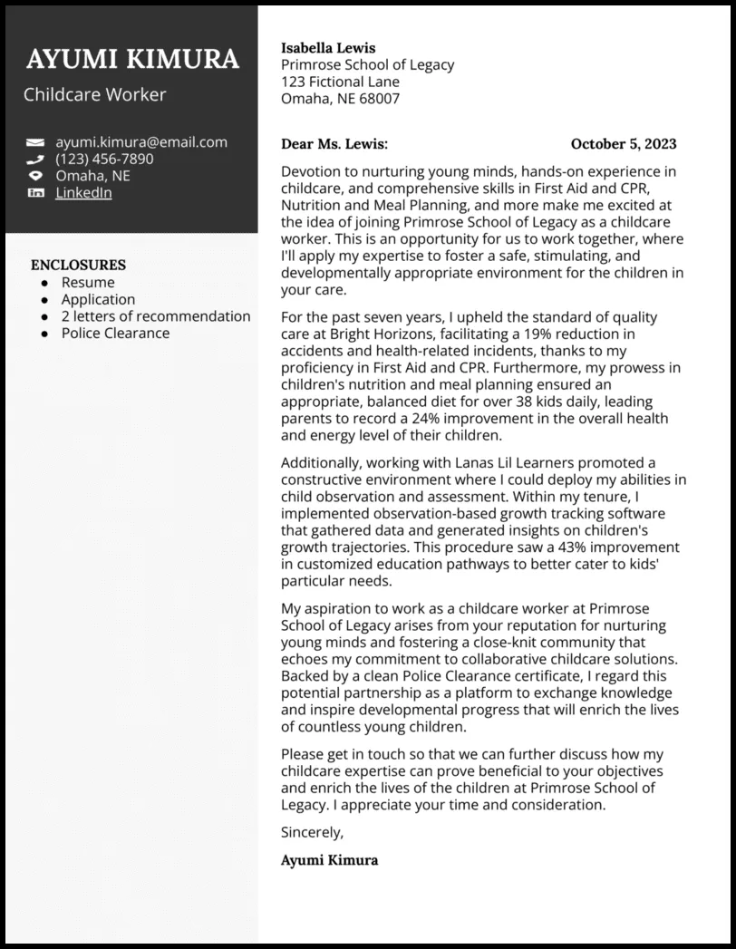 43365 child care cover letter mistakes