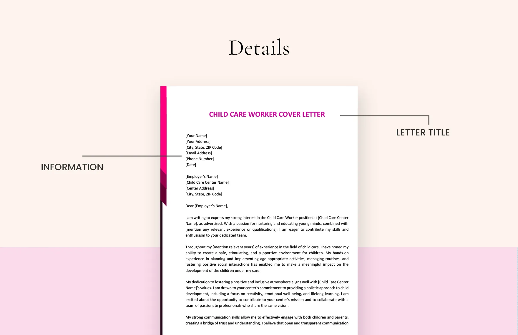 43365 child care cover letter structuring