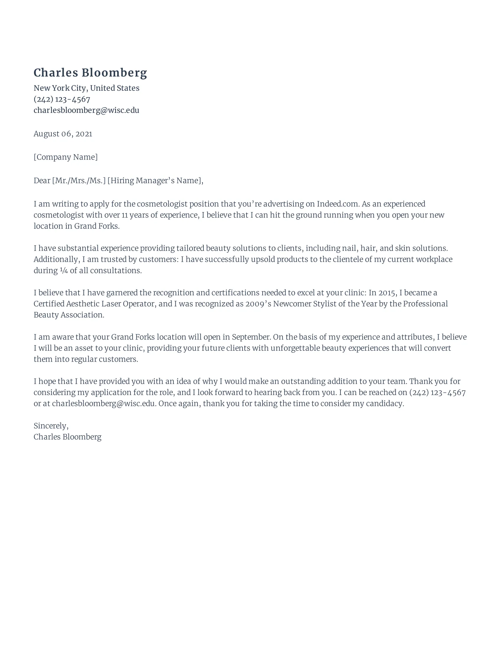 43375 cosmetologist experience