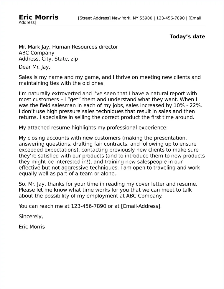 43387 cover letter sales job formatting