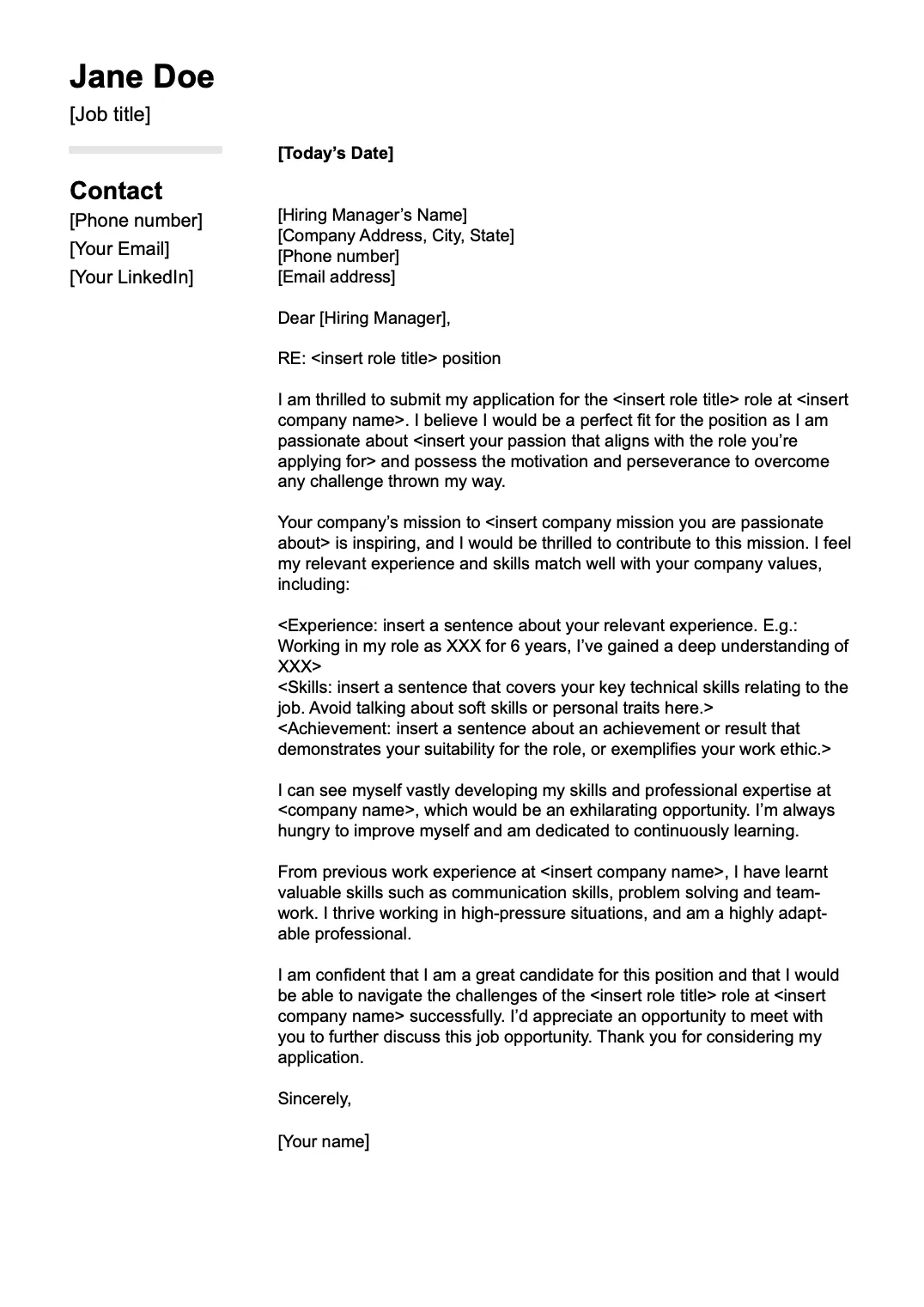 43392 cover letter wow