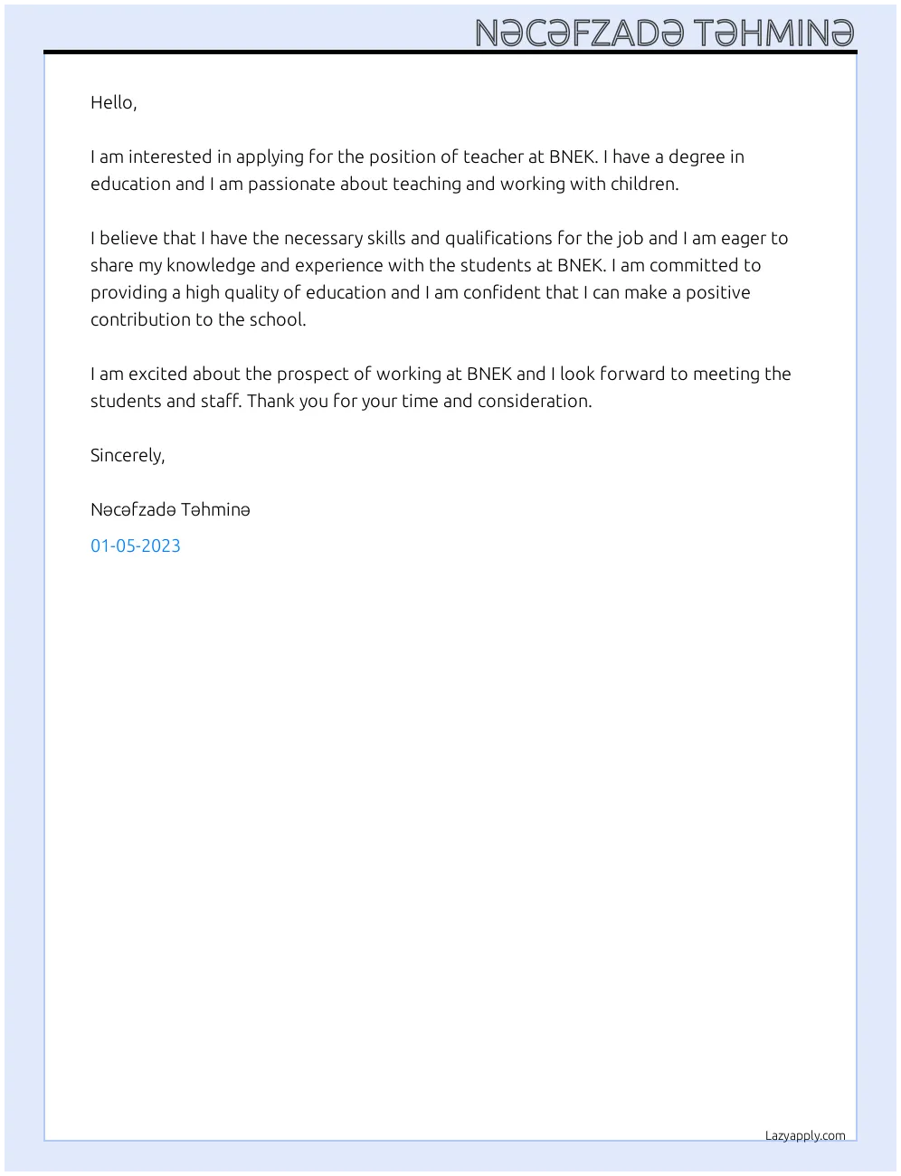 43406 teacher cover letter skills