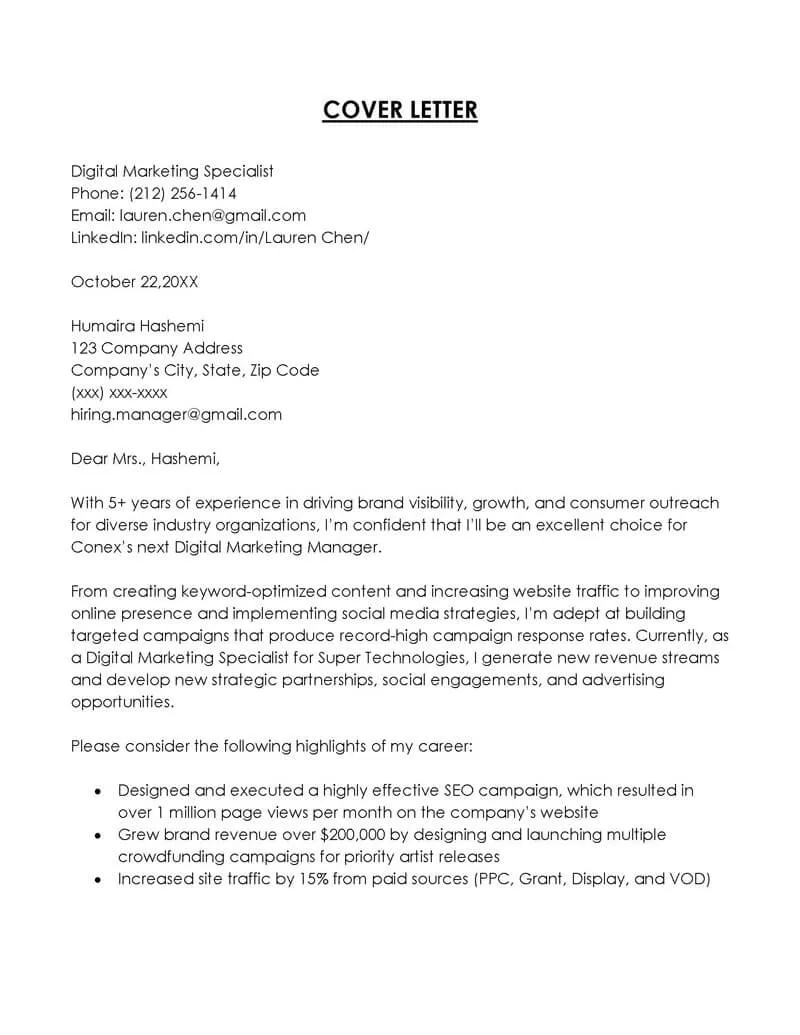 43428 cover letter elements