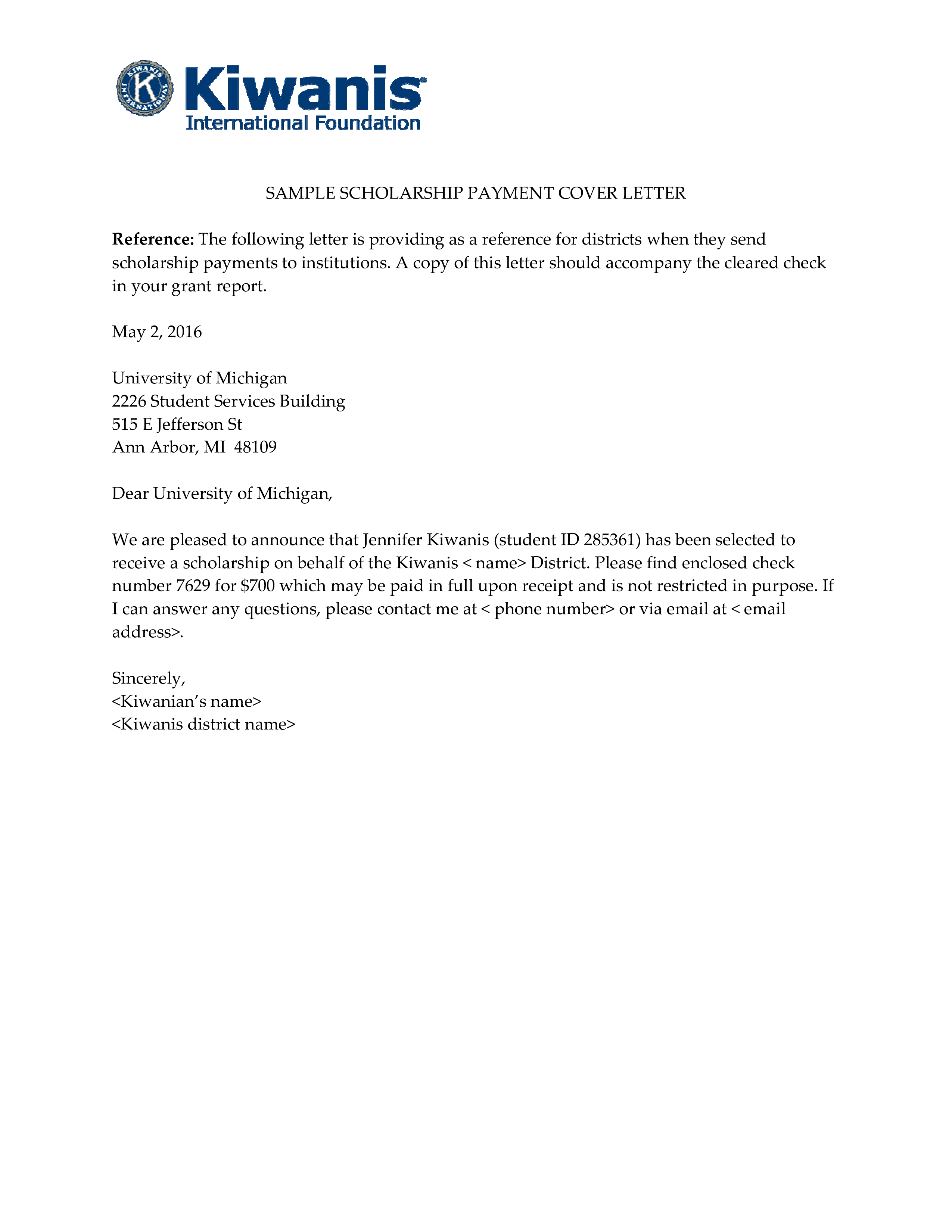 43441 cover letter format