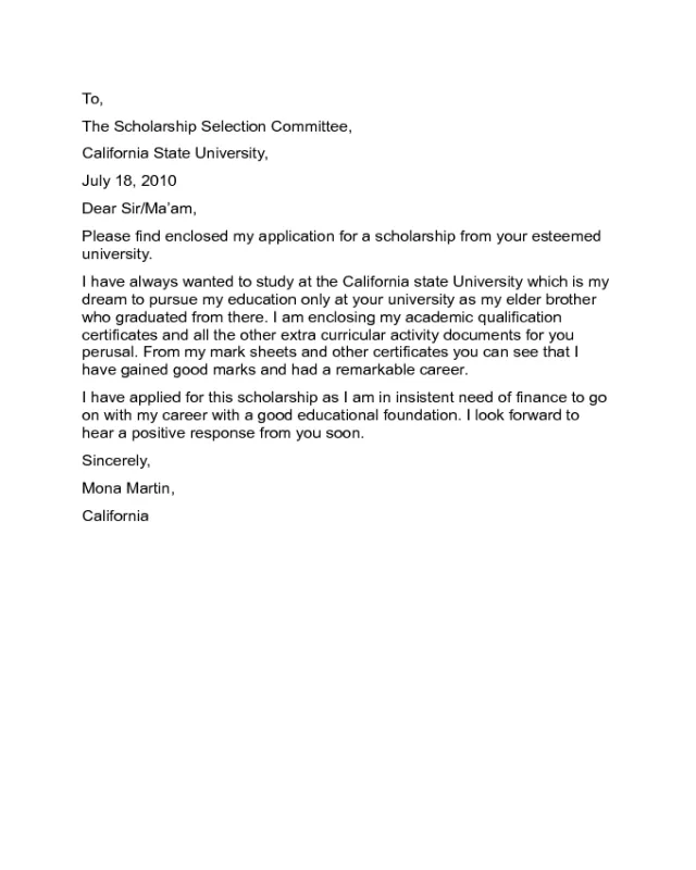 43441 scholarship cover letter