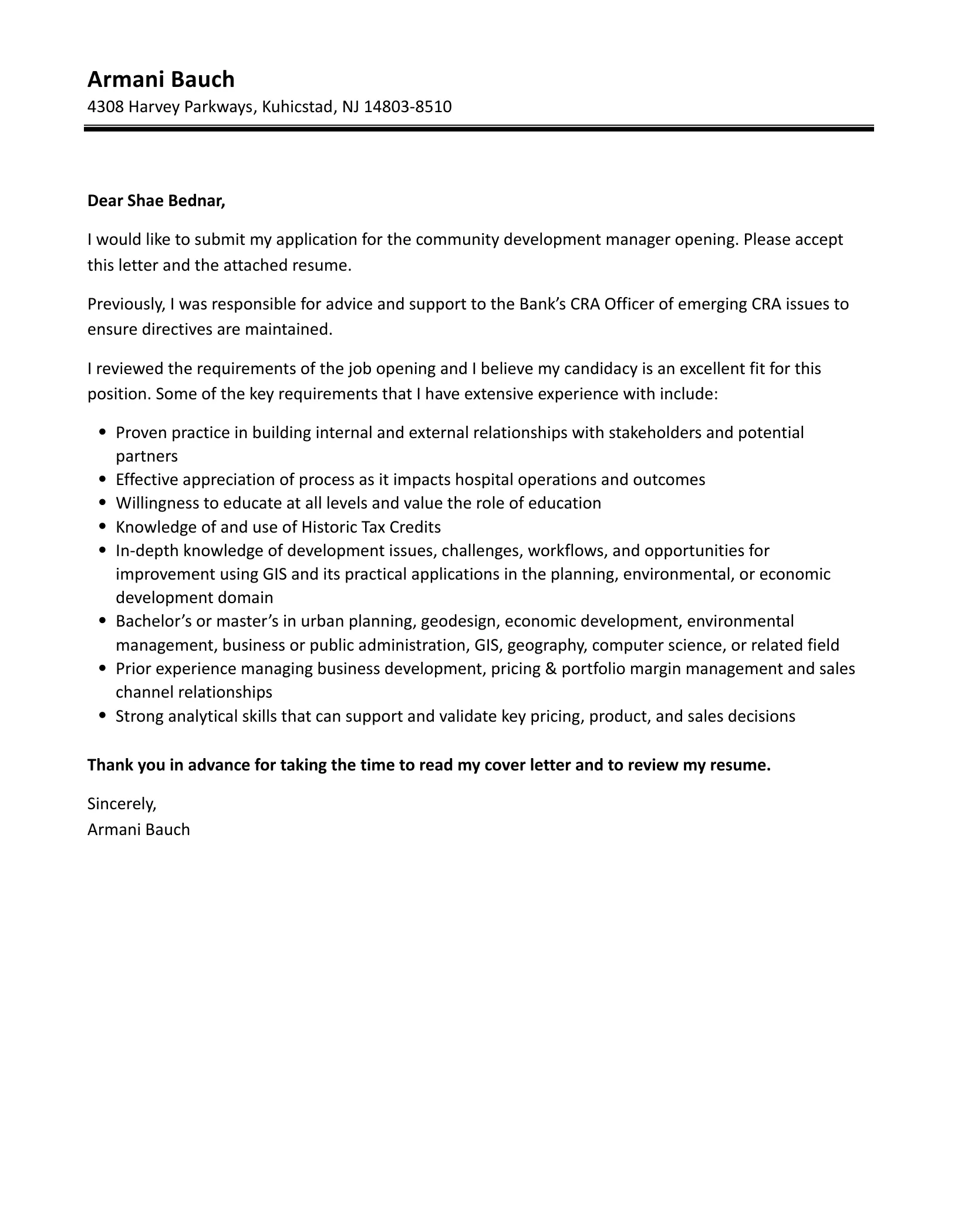 43450 cover letter components