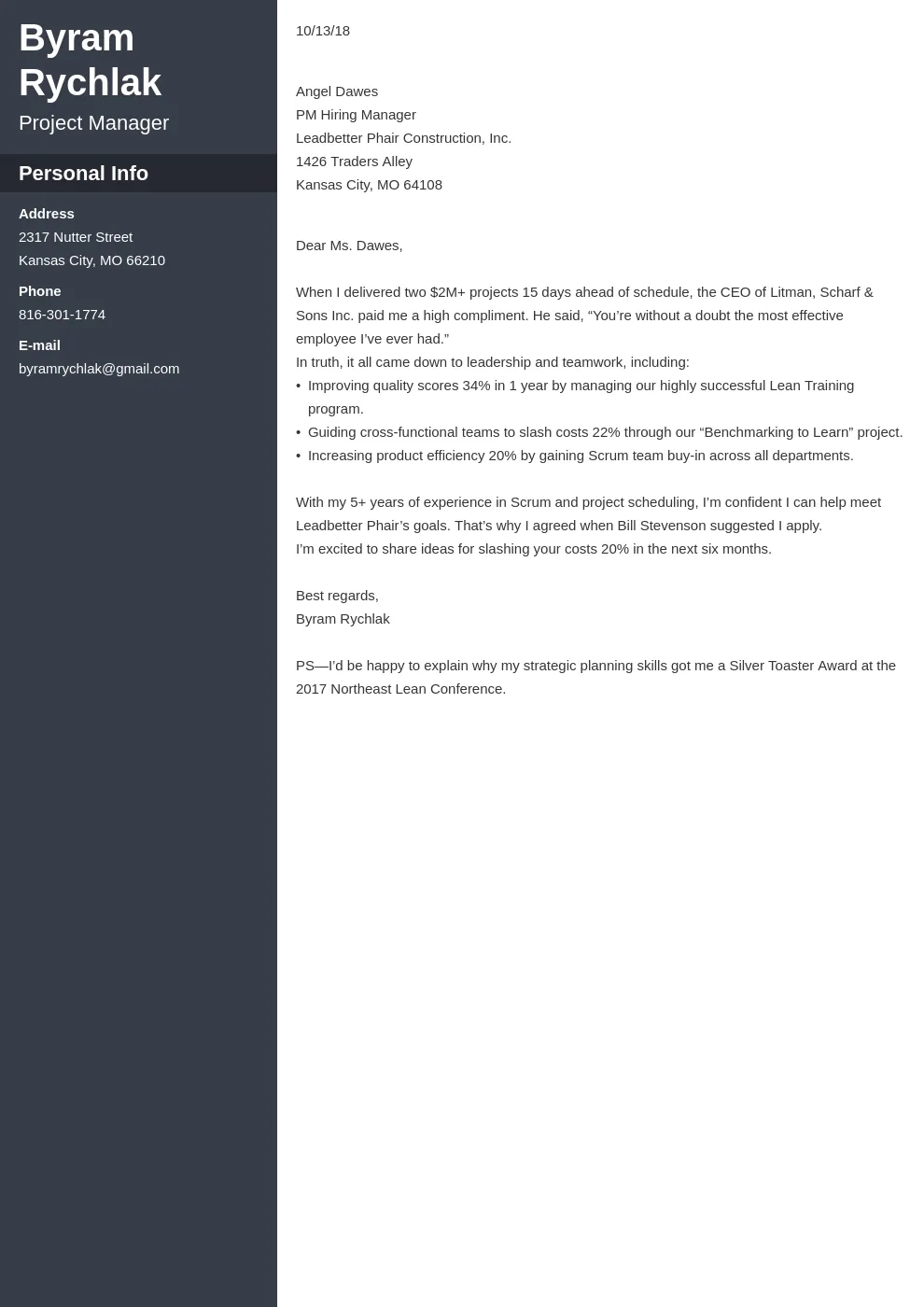 43452 show gratitude cover letter