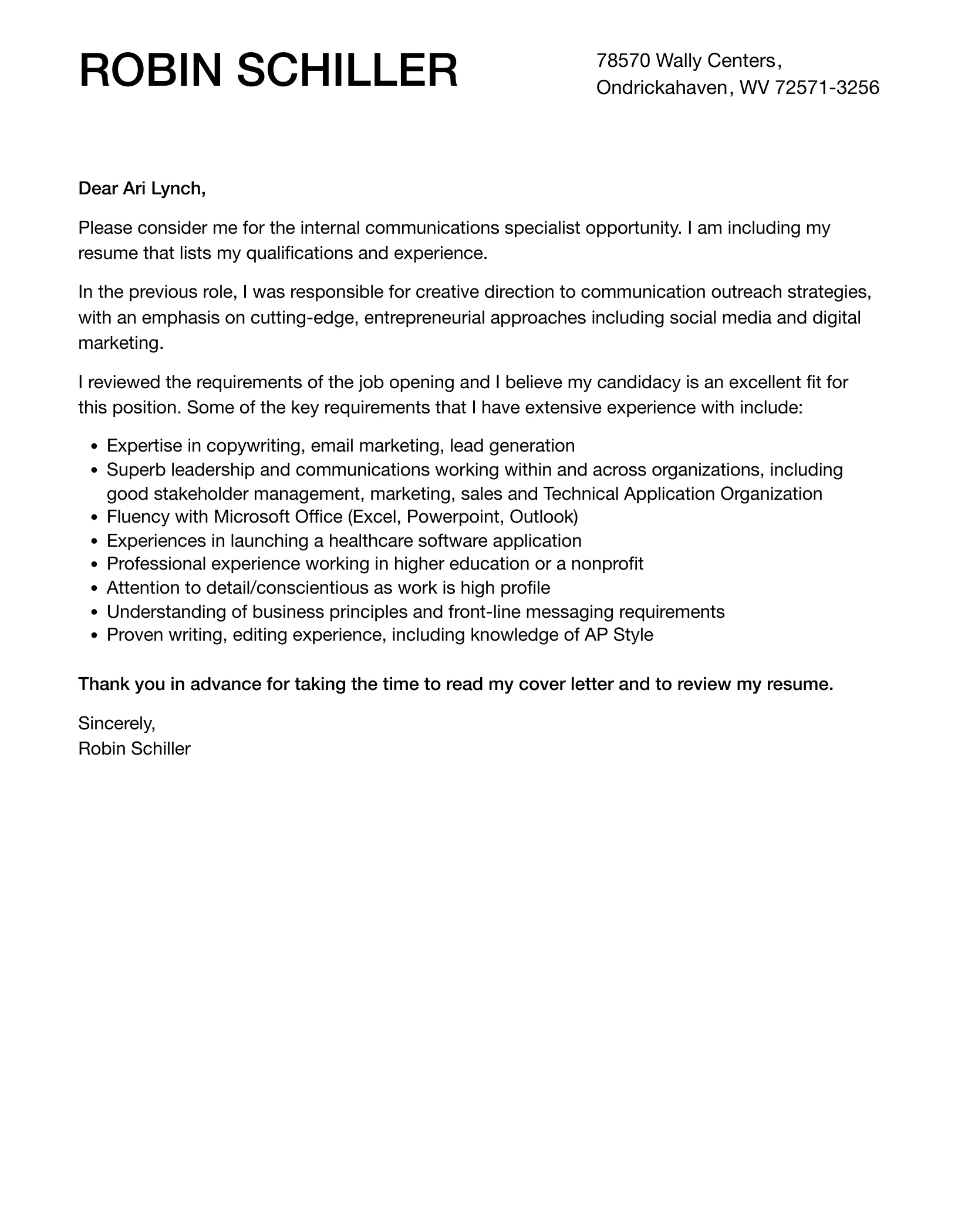 43494 quantifying achievements cover letter