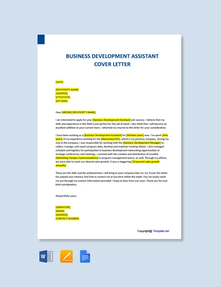 43502 business development cover letter header