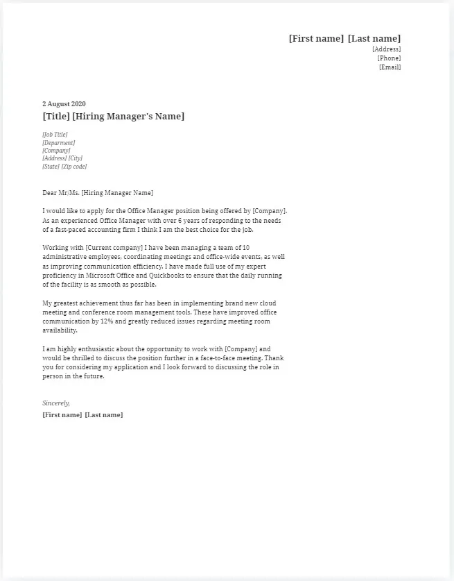 43510 office manager cover letter intro