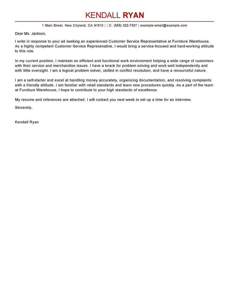 43515 customer service cover letter