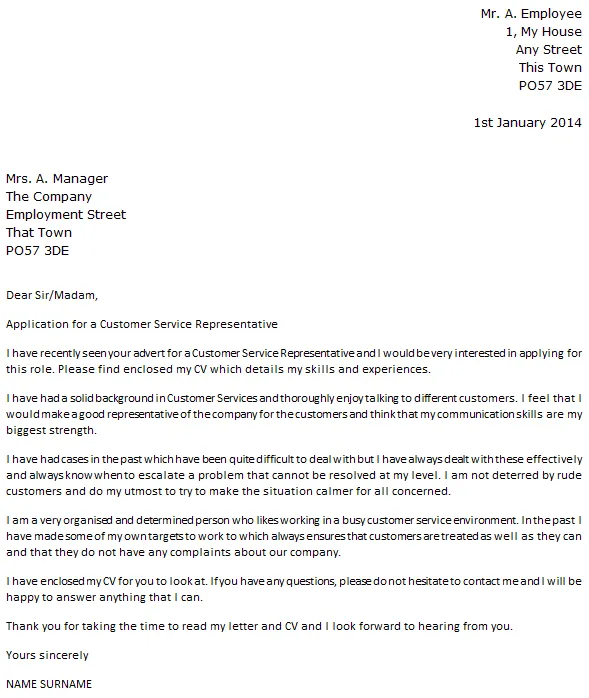 43515 strong customer service cover letter