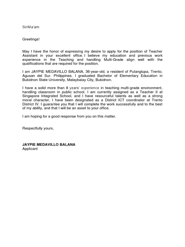 43527 teacher assistant job specific