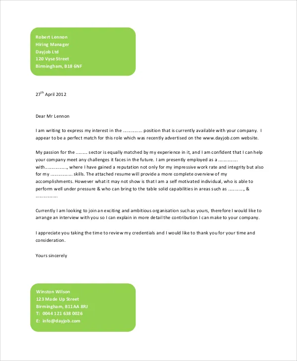 43528 cover letter sample components
