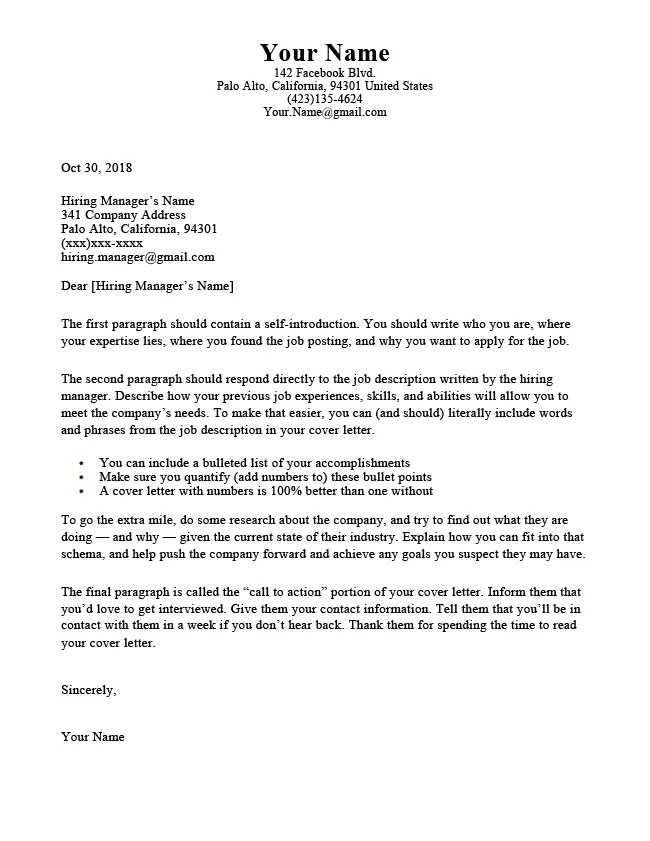 43528 cover letter sample formatting