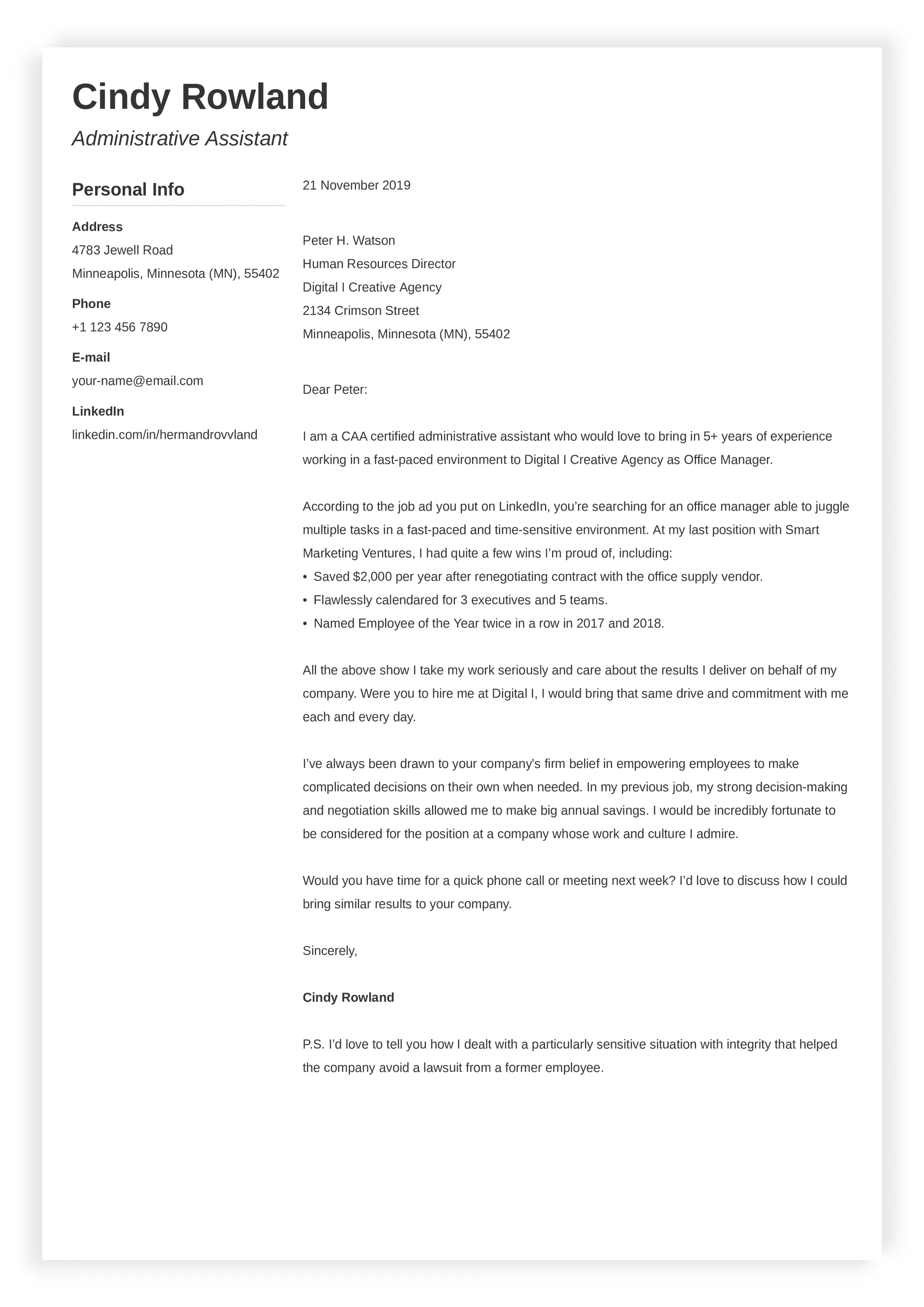 43532 closing paragraph cover letter