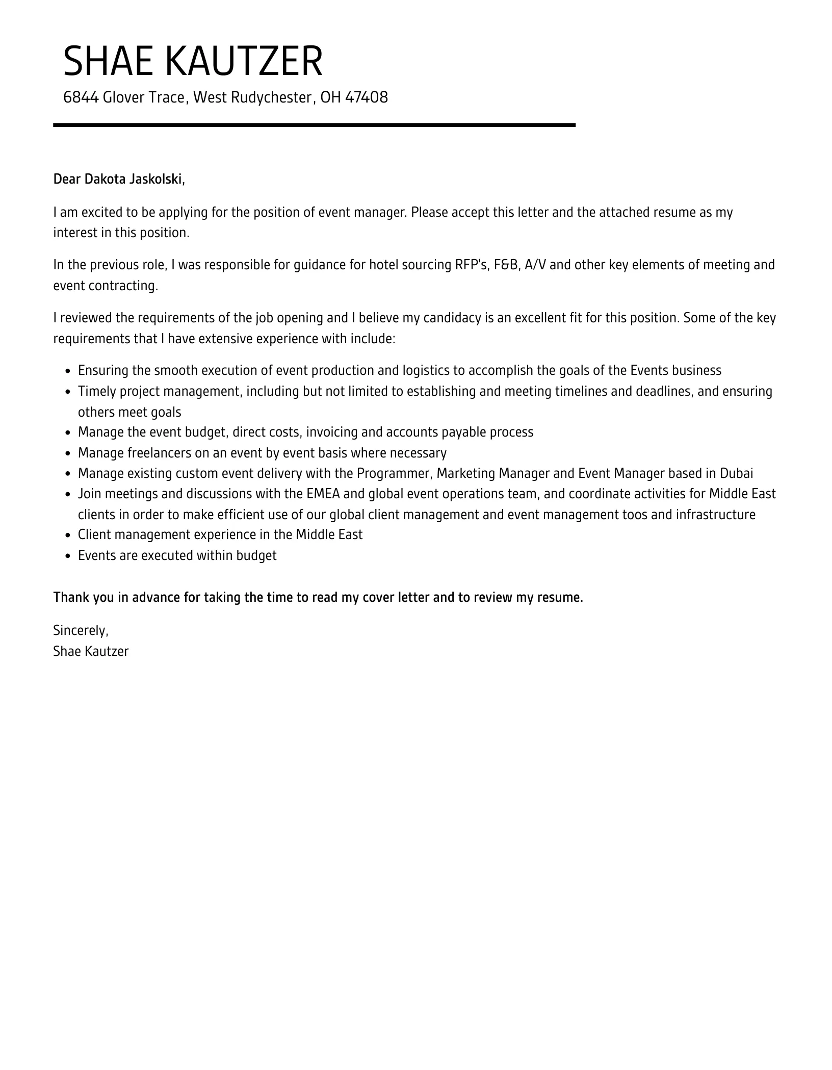 43547 event manager cover letter skills