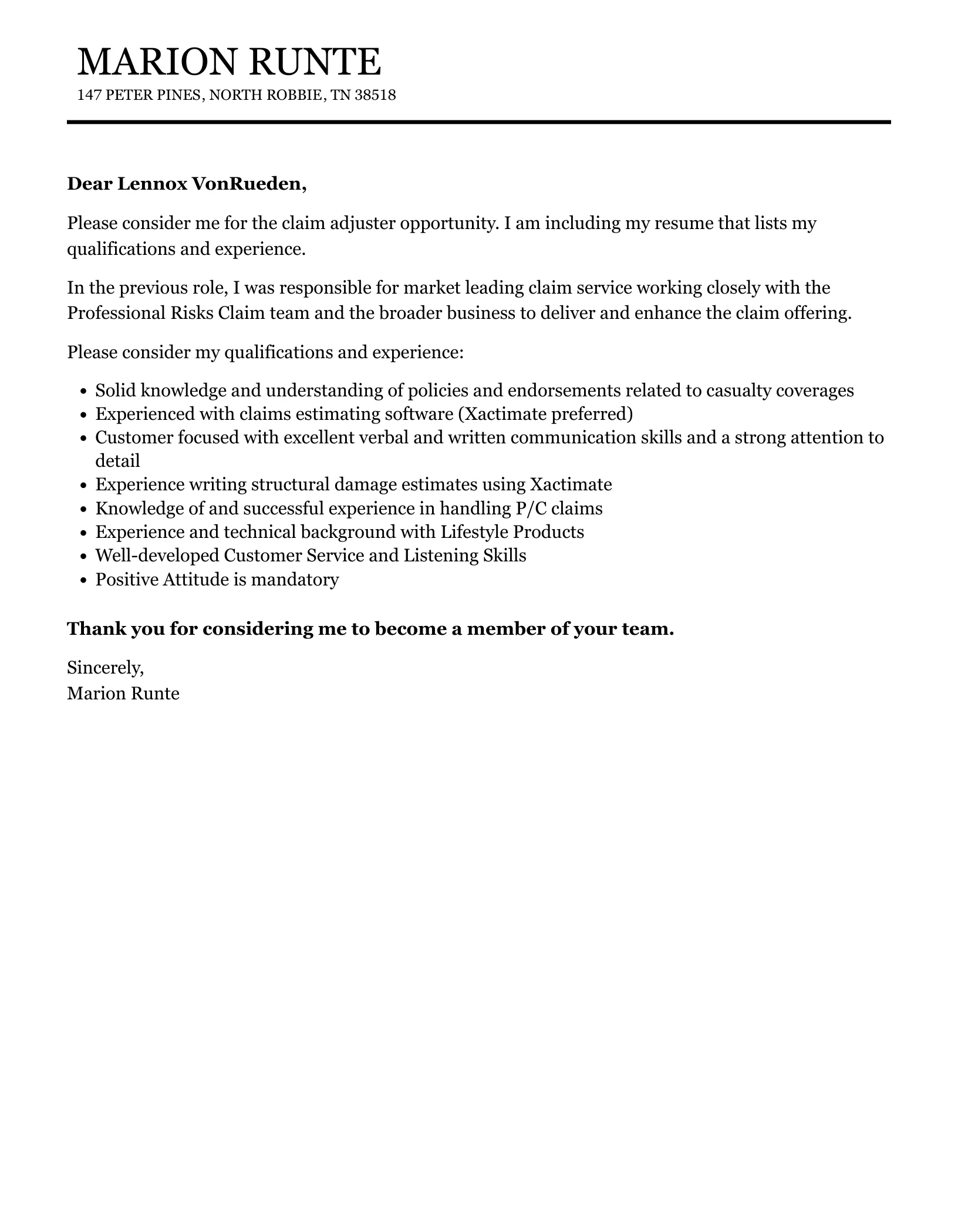 43577 formatting cover letter