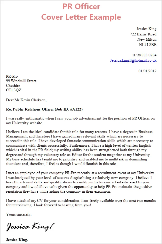 43581 tailor cover letter