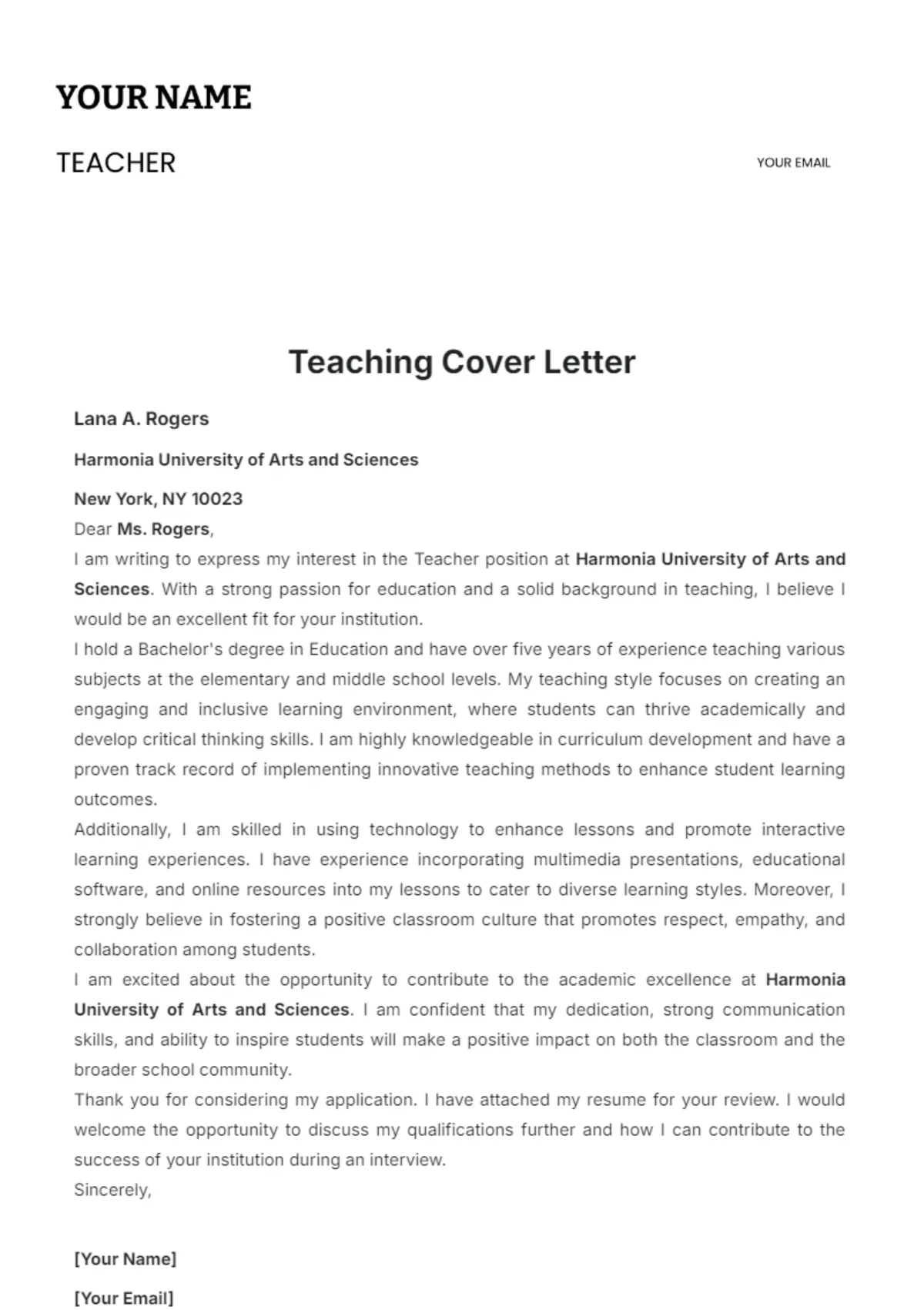 43601 teaching cover letter college 6