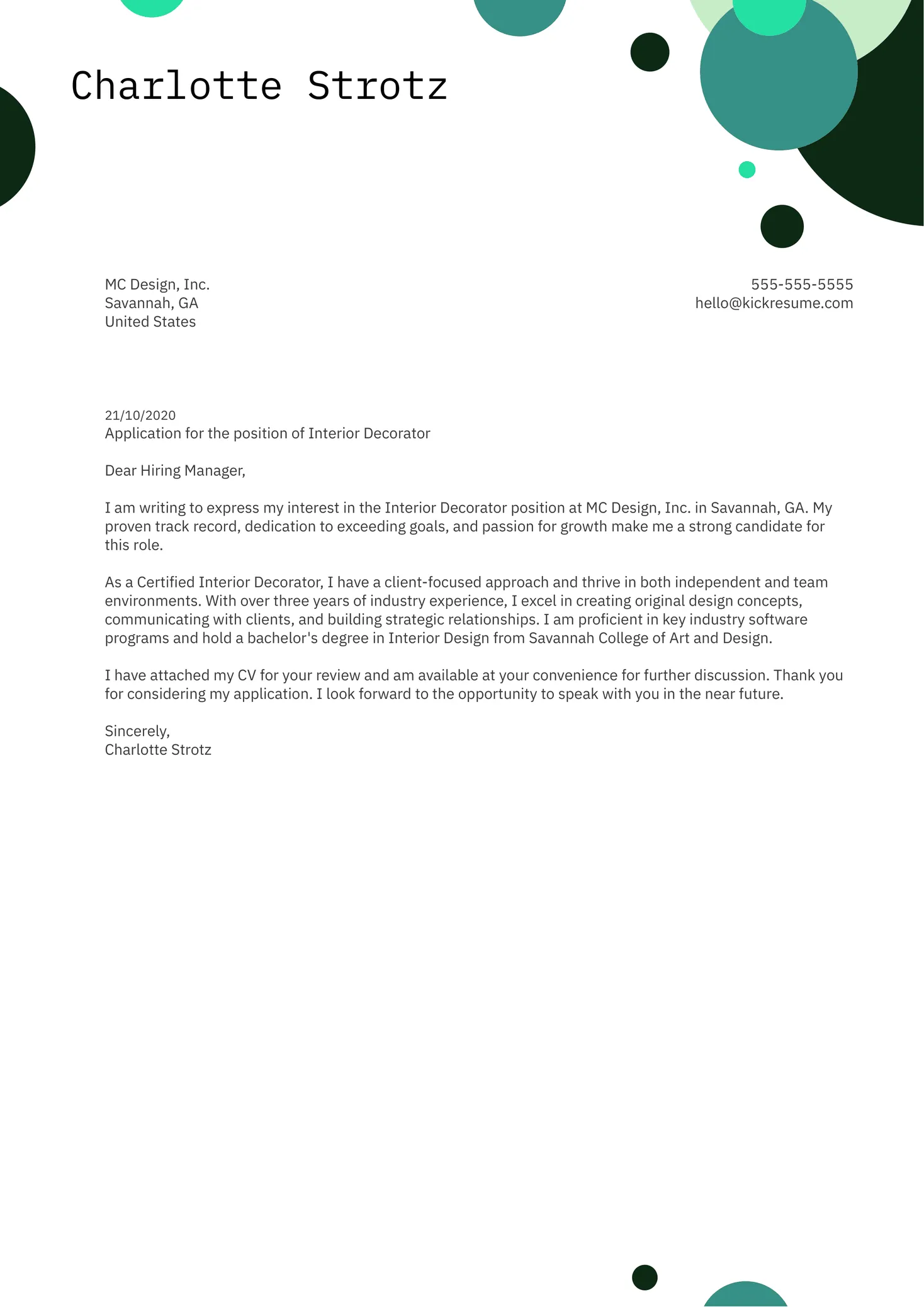 43602 cover letter skills experience