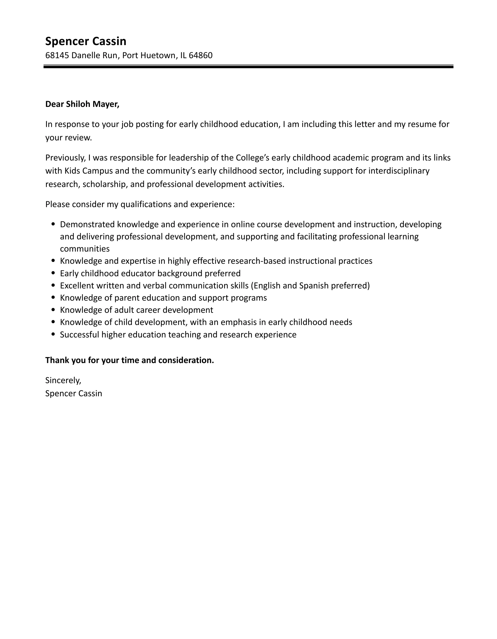 43606 child development cover letter tailoring