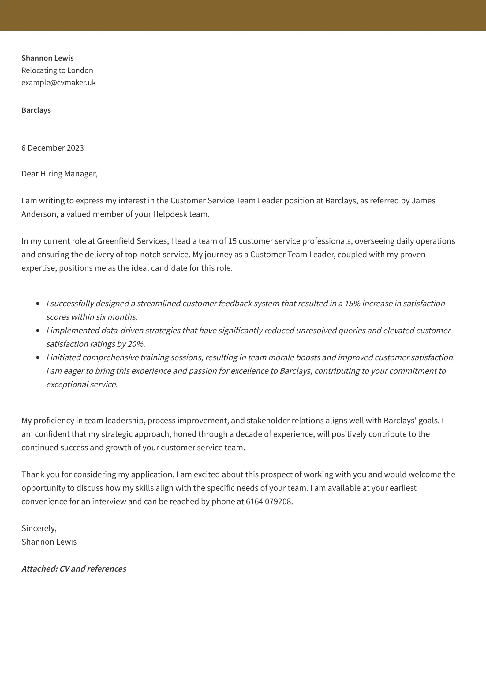 43609 tailor cover letter